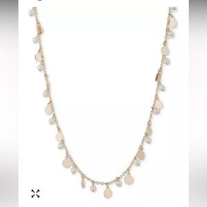 Lauren Ralph Lauren Gold-Tone Shaky Disc & Imitation Pearl Adjustable Necklace